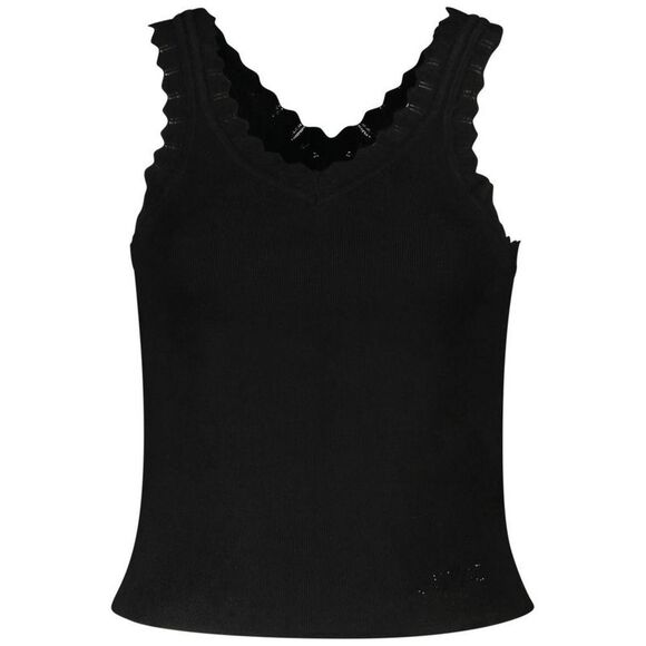 Guess Jeans Lace Trim Tank Top Women Black Tops & T-Shirts